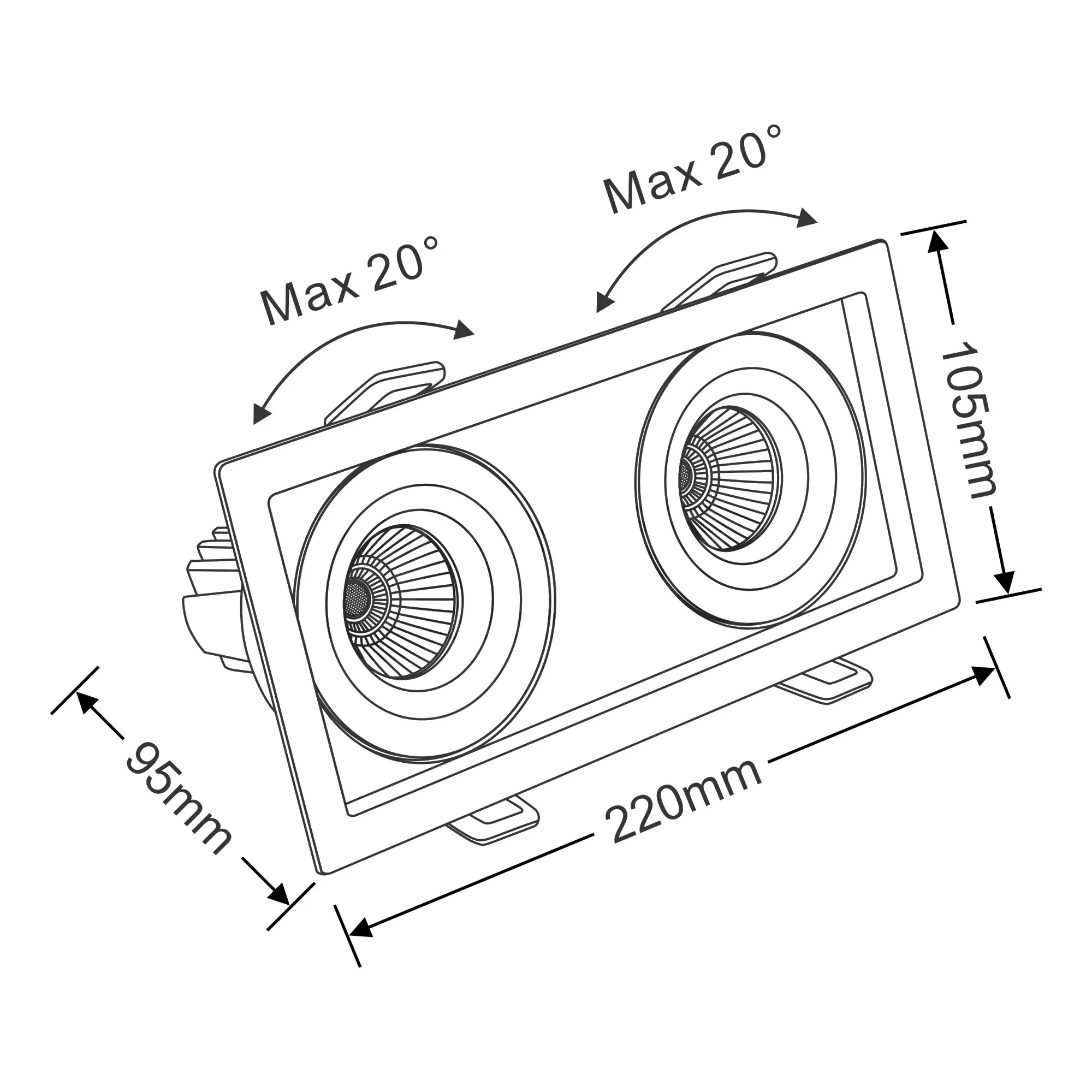 BUZZ 12-2 Recessed Ceiling Luminaires Dlux Multi-Head Recess Ceiling